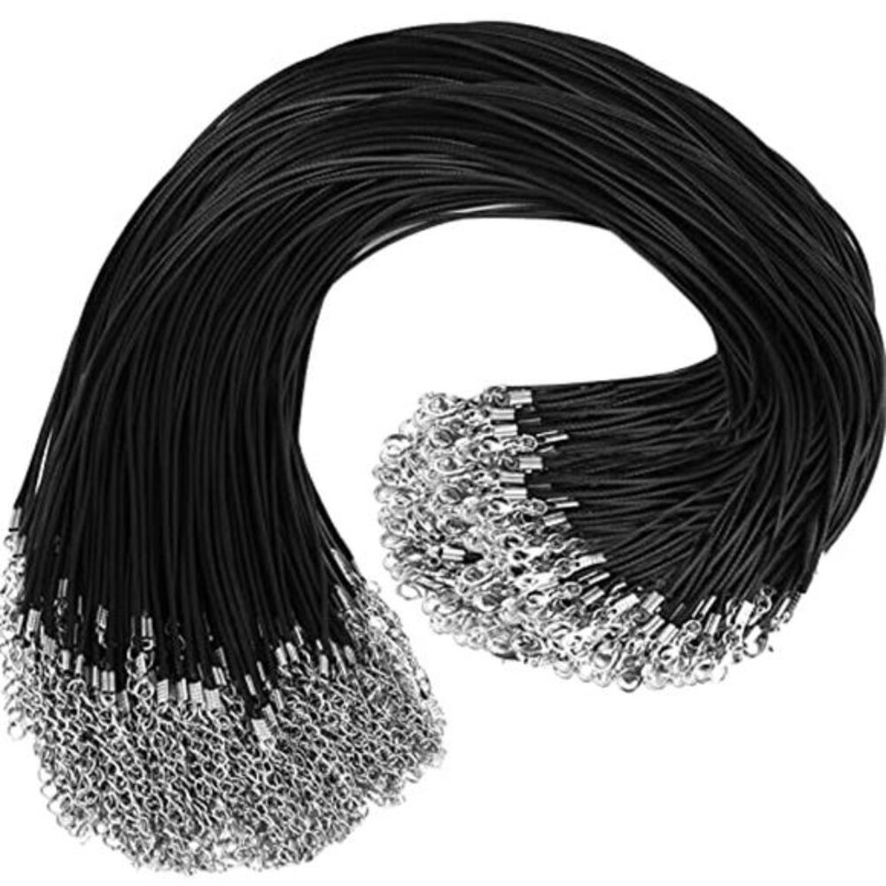100 Pack Leather Necklace Cord 18 Inch Waxed Rope With Clasp 1.5mm